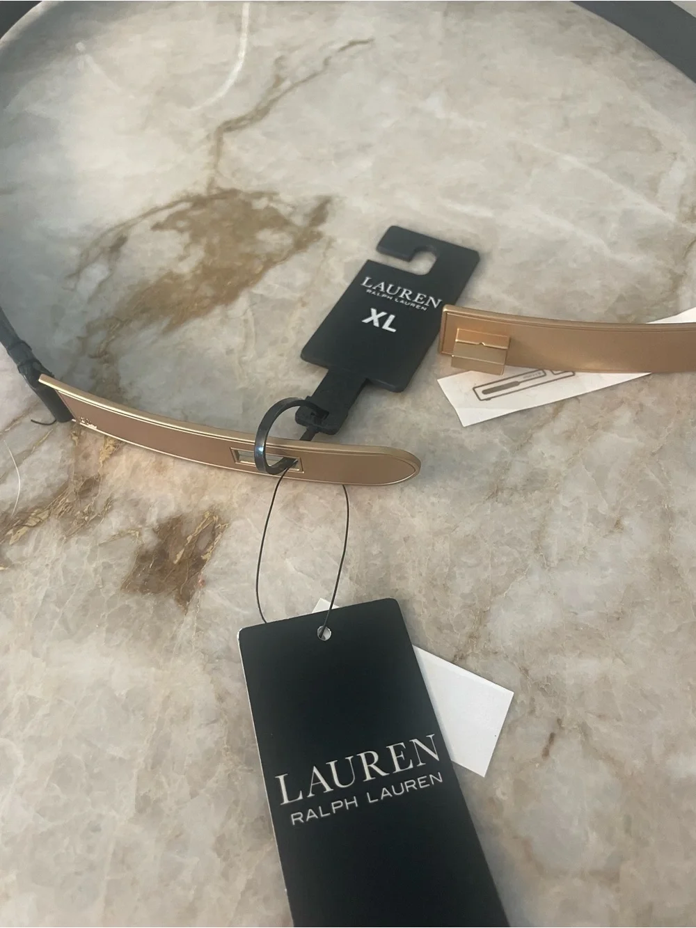 Ralph Lauren Black Leather Belt with Gold-Tone Plate